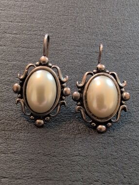 Classic Pearl-Style Drop Earrings in Cream and Sterling Silver